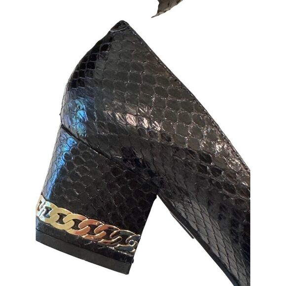 Tamara Mellon Black Embossed Leather Block Heel Loafers Size 36 Made in Italy - Picture 9 of 9